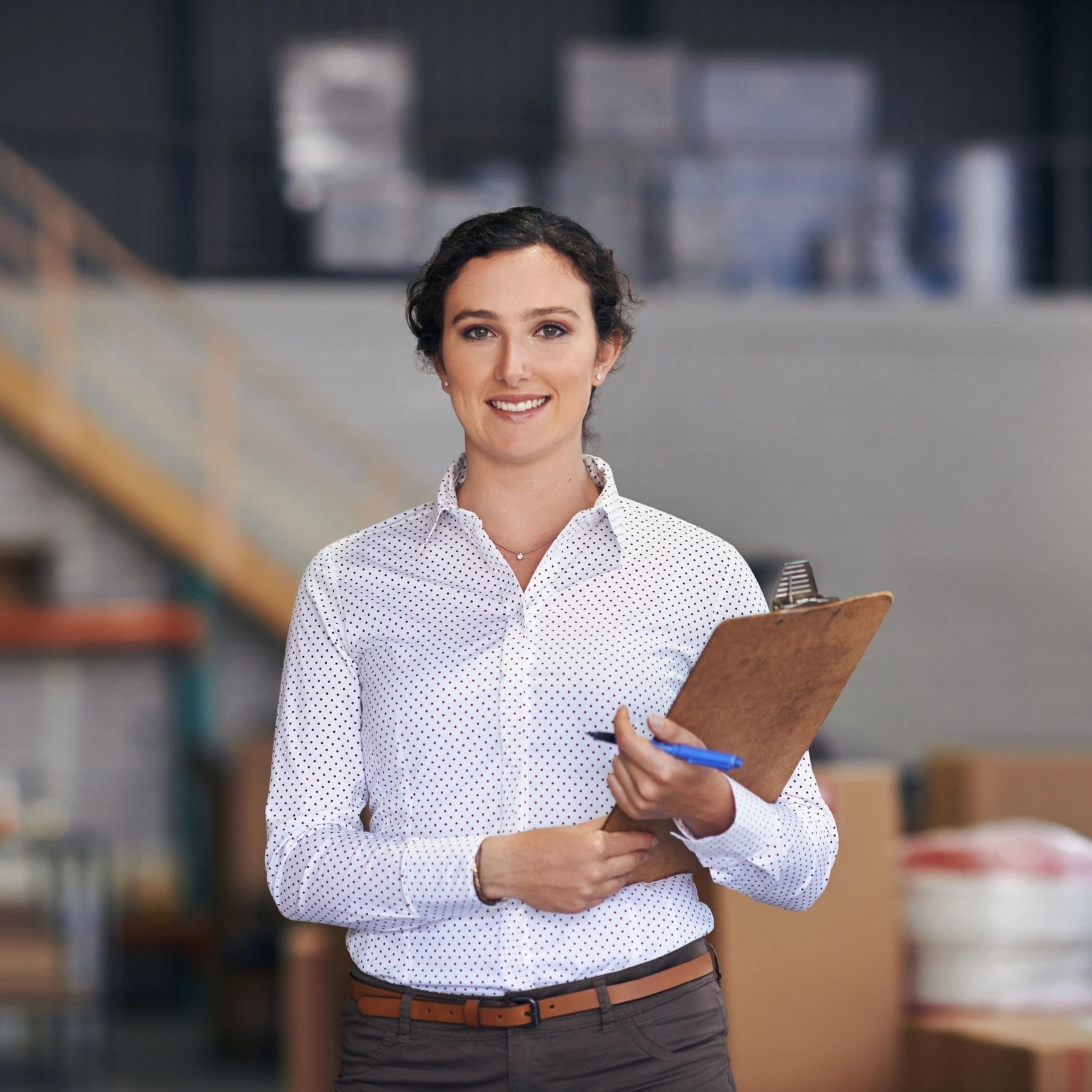Professional staffing consultant in warehouse